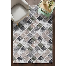 Villadia Home Textile Kaymaz Taban Modern Desen Halı Yolluk Leke Tutmaz Kolay Temizlenir Koridor Salon Yatak Mutfak Odası Vd4025yeşil Yeşil