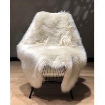 Kuzu Post Üst Kalite Tüy Dökmez Yıkanabilir Yumuşak Dokulu Peluş Halı, Kemik, 50 X 80 Standart