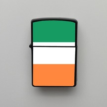 İrlanda Ireland Klasik Ülke Bayraklı - Benzinli Siyah Çakmak - Hediyelik Siyah