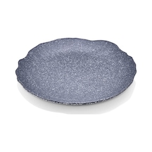 12 Adet Melamin Tatlı Tabağı Servis Tabağı - Bulaşık Makinesinde Yıkanabilir Mat Gri Desenli 18 Cm