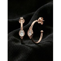 925 Ayar Zirkon Taşlı Rose Damla Motifli Tektaş Halka Gümüş Küpe Rze10059 Gümüş 925 Ayar Zirkon Taşlı Rose Damla Motifli Tektaş Halka Gümüş Küpe Rze10059 Gümüş