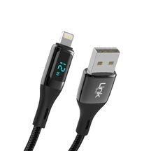 Linktech K682 Dijital Göstergeli USB - İphone UyumluLightning 12W 2.4A Data ve Şarj Kablosu