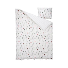 Ikea Nattslanda Tek Kişilik Nevresim Takımı 150 X 200 Cm Beyaz - Yeşil - Kırmızı Çok Renkli