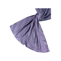 Mim Eşarp İpeksi Dokulu Jakarlı Zikzak Desenli Şal 75x190 Cm Mor