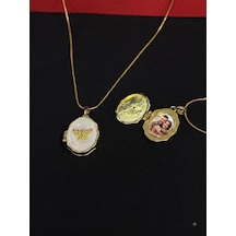 316l Çelik Gold Renk Açılır Resimli Kolye Fotoğraf Eklenebilir