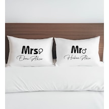 Bk Gift Kişiye Özel Sevgili Tasarımlı Pamuklu 2 Li Yastık Kılıfı Seti-2 50x70cm , Sevgiliye , Ev si, Tasarım Ev Tekstili