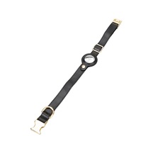 Doggo Gerçek Deriden El Yapımı Köpek Tasması Apple Airtag Uyumlu 50 CM Parlak Siyah