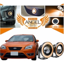 Ford Focus 2 Uyumlu, Universal Mercekli Led Angel Sis Farı, 76mm Turuncu Renk (01) (Sts Oto Aksesuar)