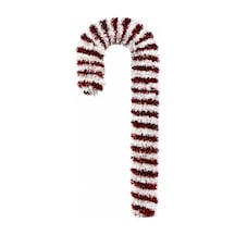 Yılbaşı Süsü Sim Şerit Baston Kırmızı Beyaz 47 Cm