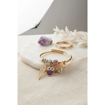Mor Baykuş Model Gold Renk Charmlı Bileklik 6446404