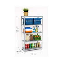 5 Katlı Galvaniz Çelik Raf - Depo, Arşiv, Kiler, Dosya, Market Rafı 20x60x100 Cm