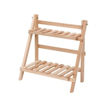 Sones Oturma Odası Ahşap Çift Katmanlı Saksı Depolama Rafı Kozmetik Düzenleme Ve Dekorasyon Rafı Ahşap Rengi