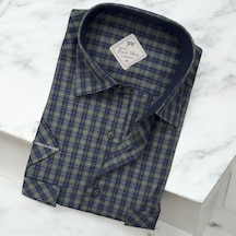Linen Keten 2 Cepli Kısa Kollu Yeşil Baba Gömleği Regular Kalıp -10036 Yeşil
