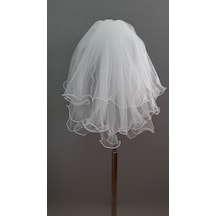 Suzanna Moda 70x60x50 Cm Boy Taraklı 3 Kat Hayal Tül Duvak Şeritli, Bukleli,duble Dalgalı Ve Kabarık Kırık Beyaz