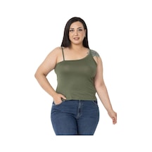 Disentis Büyük Beden Asimetrik Askılı Viskon Haki Body-haki Haki