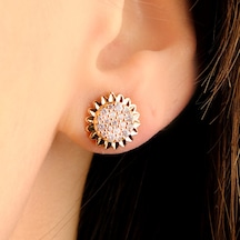 Lekka Design Zirkon Taşlı Kadın Papatya Küpe Altın