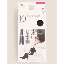 Marks & Spencer 5'li 10 Denye Mat Külotlu Çorap Seti T60002028 Siyah