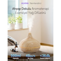 Auhma 500ml Ahşap Görünümlü Aromaterapi Hava Nemlendirici - 7 Renkli Led, Sessiz Çalışma, Bpa İçerme