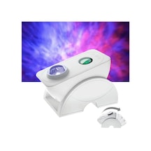Quenlite Qc-626 Akıllı Galaxy Projektör Parti Işık Alexa Google Home İle Çalışır Led Gece Lambası Beyaz