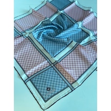 Vissona Tivil İpek Eşarp 50390 - 0028 - 0019 Pudra Gri Ekose Desen Gri Pudra