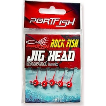 Portfish Kırmız Renkli Ve Gözlü 5 Adet Lrf Jig Head 4 No / 5 Gr