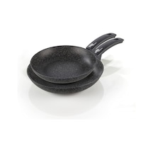 Moneta Etnea Kızartma Tavası Seti 24-28, Alüminyum, Siyah - Taş Görünümlü, 24-28 Cm Diğer