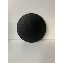 Çap 27cm - Buzlu Cam, Düz Siyah - Kesme Tahtası - Sunumluk Siyah
