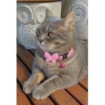 Mıt Kedi Boyun Tasması Kelebekli Pembe