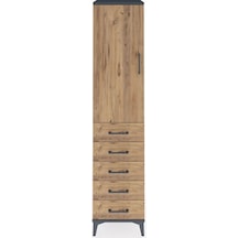 Hyperion Dolap Tek Raflı 5 Çekmeceli Tek Askılı 44x44x195 Antrasit-çam Antrasit