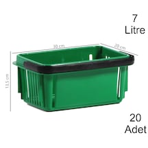 7 Litre Plastik Kozmetik Alışveriş El Sepeti Yeşil 20 Adet / En:20 Boy:30 Yükseklik:13,5 Cm Yeşil