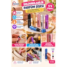 5'li Doldurulabilir Mini Parfüm Şişesi Cep Boy Seyahat Parfüm Atomizeri, Taşınabilir Sprey Şişesi 8 Cm Diğer