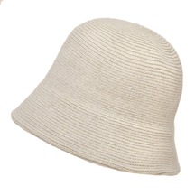 Bej Cmw Kadın Yün Kova İpli Balıkçı Vintage Örme Şapka