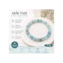 Akik Taşı Doğal Taş Yetişkin Bileklik 19 Cm Mavi Mavi