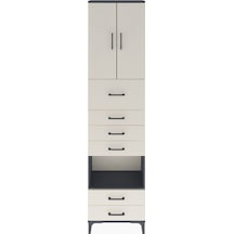Arges Dolap 3 Raflı 6 Çekmeceli 2 Kapaklı 60x30x243 Antrasit-aytaşı Antrasit