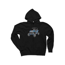 Polaris RZR Atv Siyah Fermuarlı Kapşonlu Sweatshirt Siyah