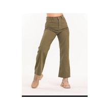 2020 Kadın Likrasız Palazzo Jeans Kot Denim Pantolon Haki