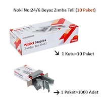 Noki 6451 Zımba Teli No:24/6 1000 Adet Beyaz 10 Adet