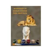 3d Aslan-lion Figür Boyama Seti - Kendin Boya Hobi Ve Etkinlik Seti - Akrilik Boya + 2 Fırça