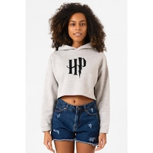 Hp Logo Grimelanj Kadın Crop Kapşonlu 001