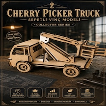 Cherry Picker Truck Ahşap Maket Seti Dıy Sepetli Vinç Modeli Koleksiyoner Serisi 86 Parça