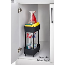 Porsima 1131 İki Katlı Çok Amaçlı Düzenleyici Raf Siyah