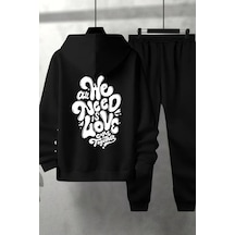 Unisex Siyah We Need Baskılı Eşofman Kapüşon- Kışlık Şardonlu Kumaş Siyah Unisex Siyah We Need Baskılı Eşofman Kapüşon- Kışlık Şardonlu Kumaş Siyah