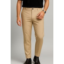 Bürke Erkek Bej Renk Slim Fit Kaliteli Kumaş Pantolon