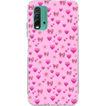 Redmi 9t - Poco M3 Uyumlu Pembe Minik Kalpler Baskılı Silikon Kılıf Renkli