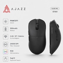 Nj08 Mc Kablosuz 3 Modlu Rgb Oyuncu Mouse 24.000 Dpı Paw 3311 Sensör Diğer
