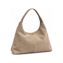 Nura Collection Vizon Kadın Hakiki Süet Shopper Omuz Çantası Bej - 933745279 Bej