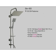 Duxxa Slim 400 Tepe Duş Seti D.125.4 Gri
