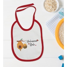 BK Kids Halasının Balı Tasarımlı Kırmızı Bebek Mama Önlüğü-1 Kırmızı