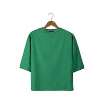 Erkek Yeşil Fakir Kol Keten T-shirt Yeşil