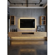Resital Duvara Monte Ledli 270 Cm Tv Ünitesi Duvar Raflı - Ll6032 Atlantik Çam